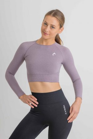 RYBBED Long Sleeve Crop Top in Lilac