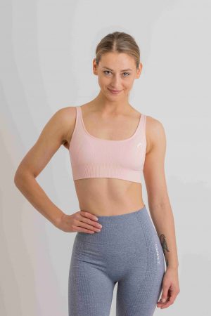 RYBBED Open Back Sports Bra in Baby Pink