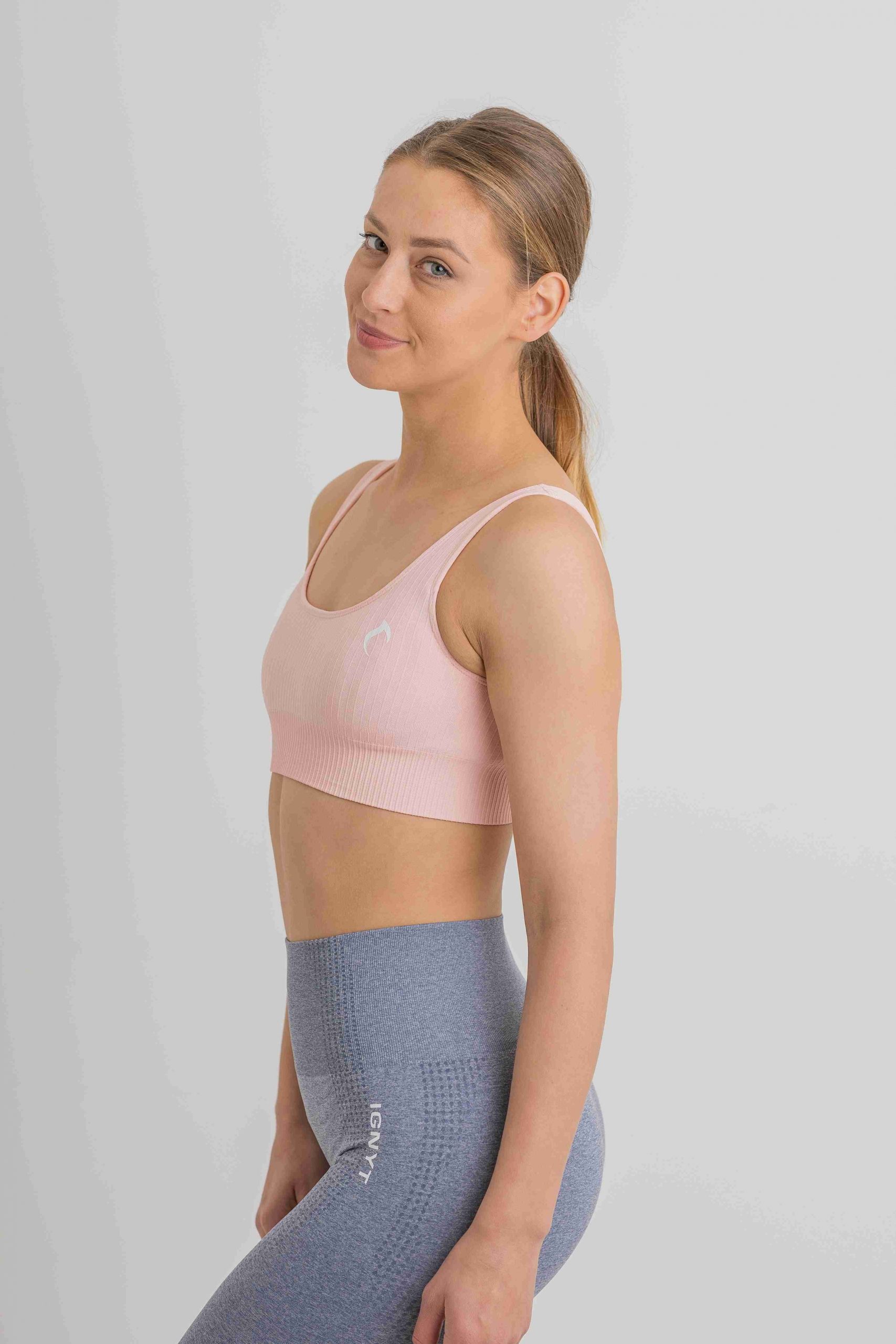 RYBBED Open Back Sports Bra in Baby Pink - IGNYT