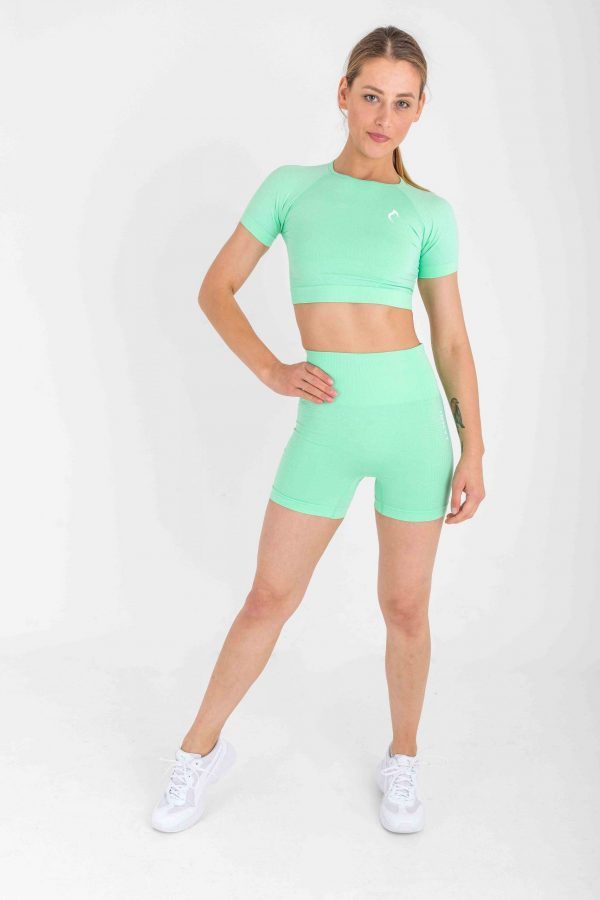 VYBRNT Crop Tee and Shorts Set in Green